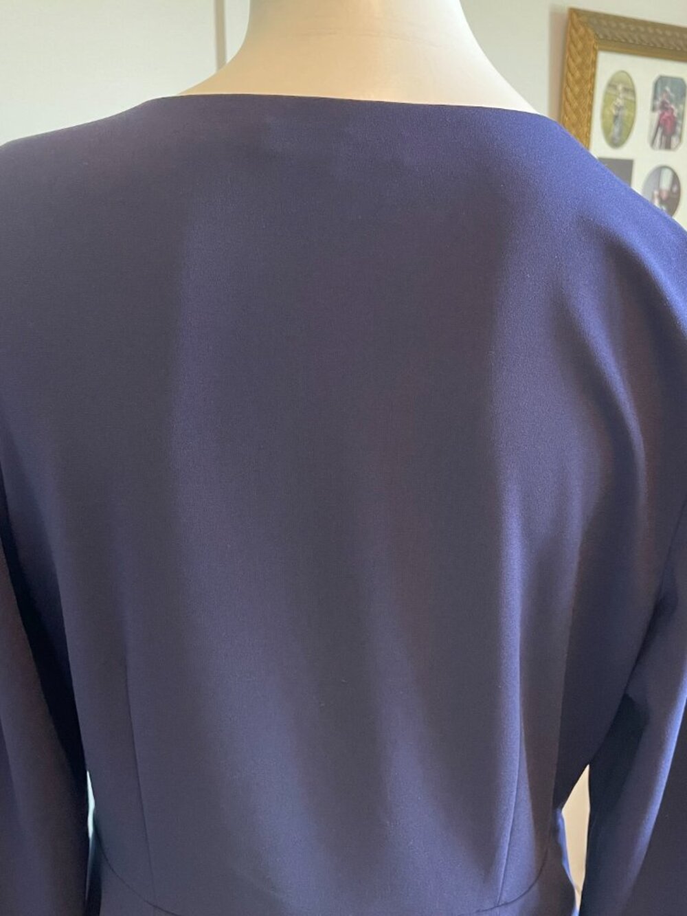 Halston Heritage Style #NHC051437 LS V Neck Lined Faux Wrap Dress Midnight 10 - Picture 9 of 14